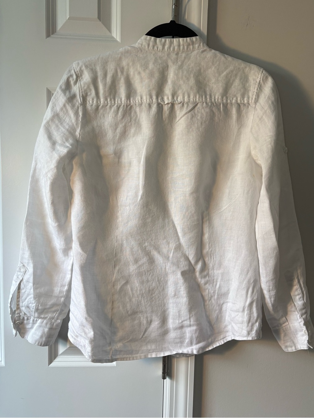 Lord & Taylor White Linen Mandarin Collar Shirt - Picture 4 of 10